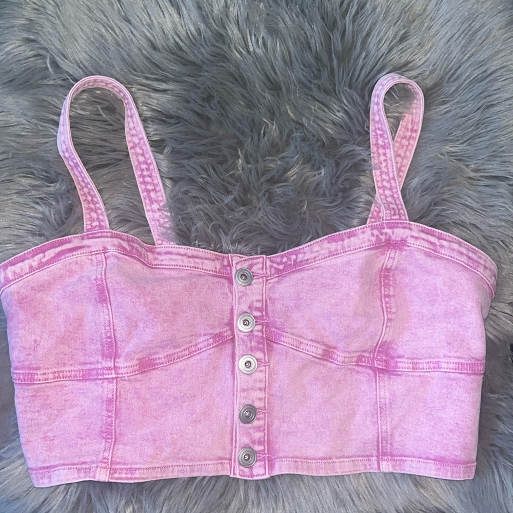 NWT FASHIONNOVA PINK DENIM CORSET TOP